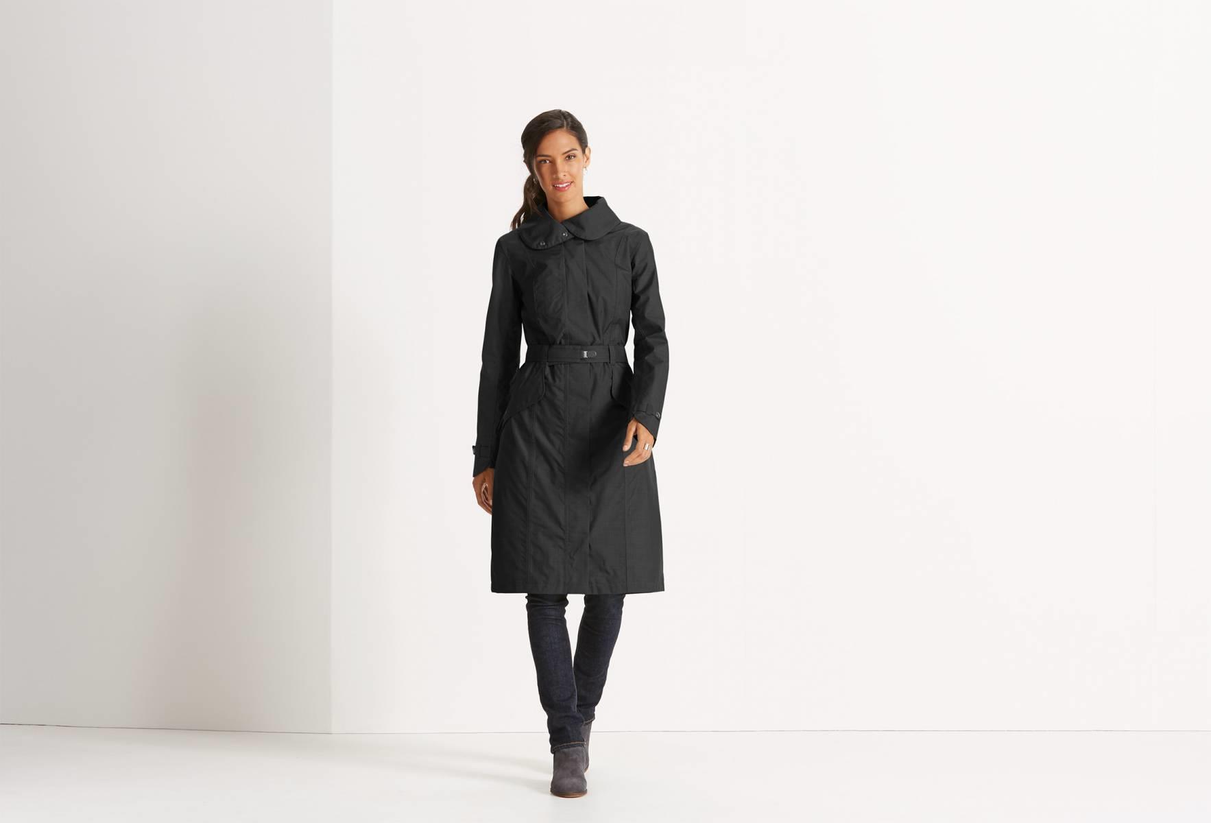 Succinct Hooded Trench Coat - Caviar