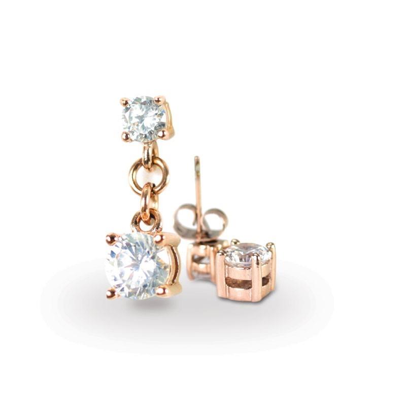 2 CZ Rose Gold Earrings (SS)