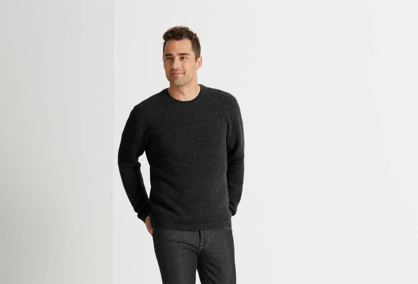 Andiamo Alpaca Crew Neck Sweater - Caviar Heather