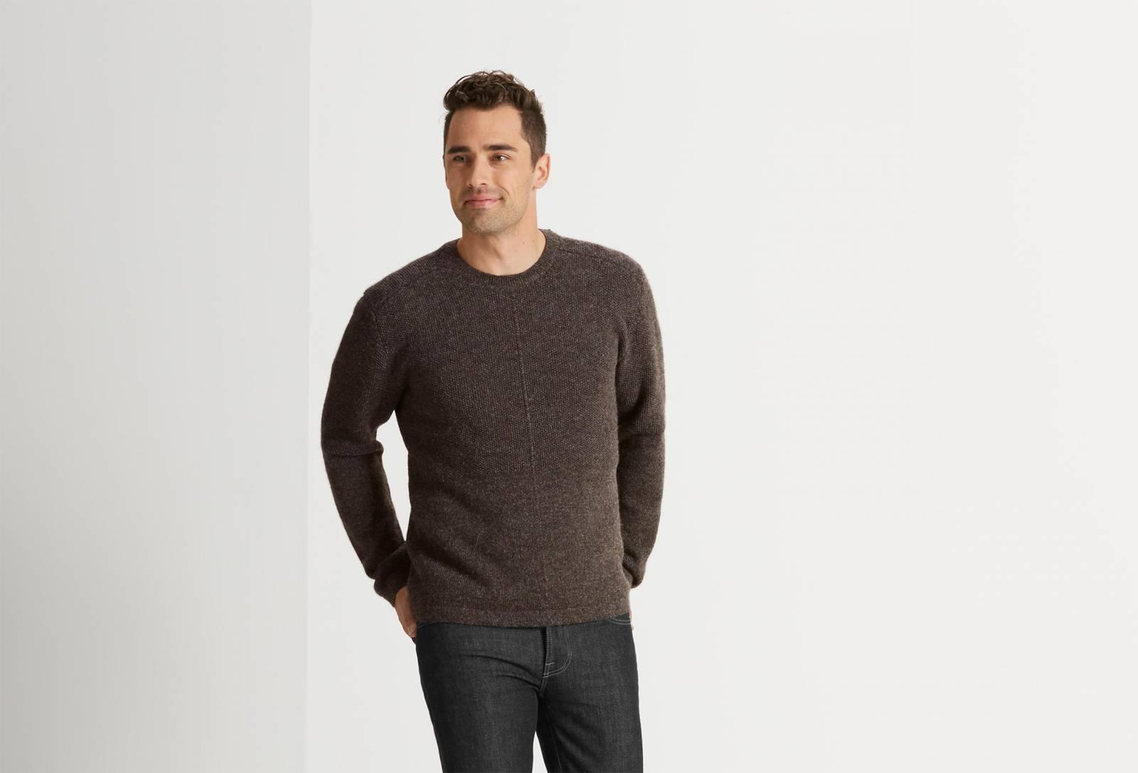 Andiamo Alpaca Crew Neck Sweater - Clove Heather