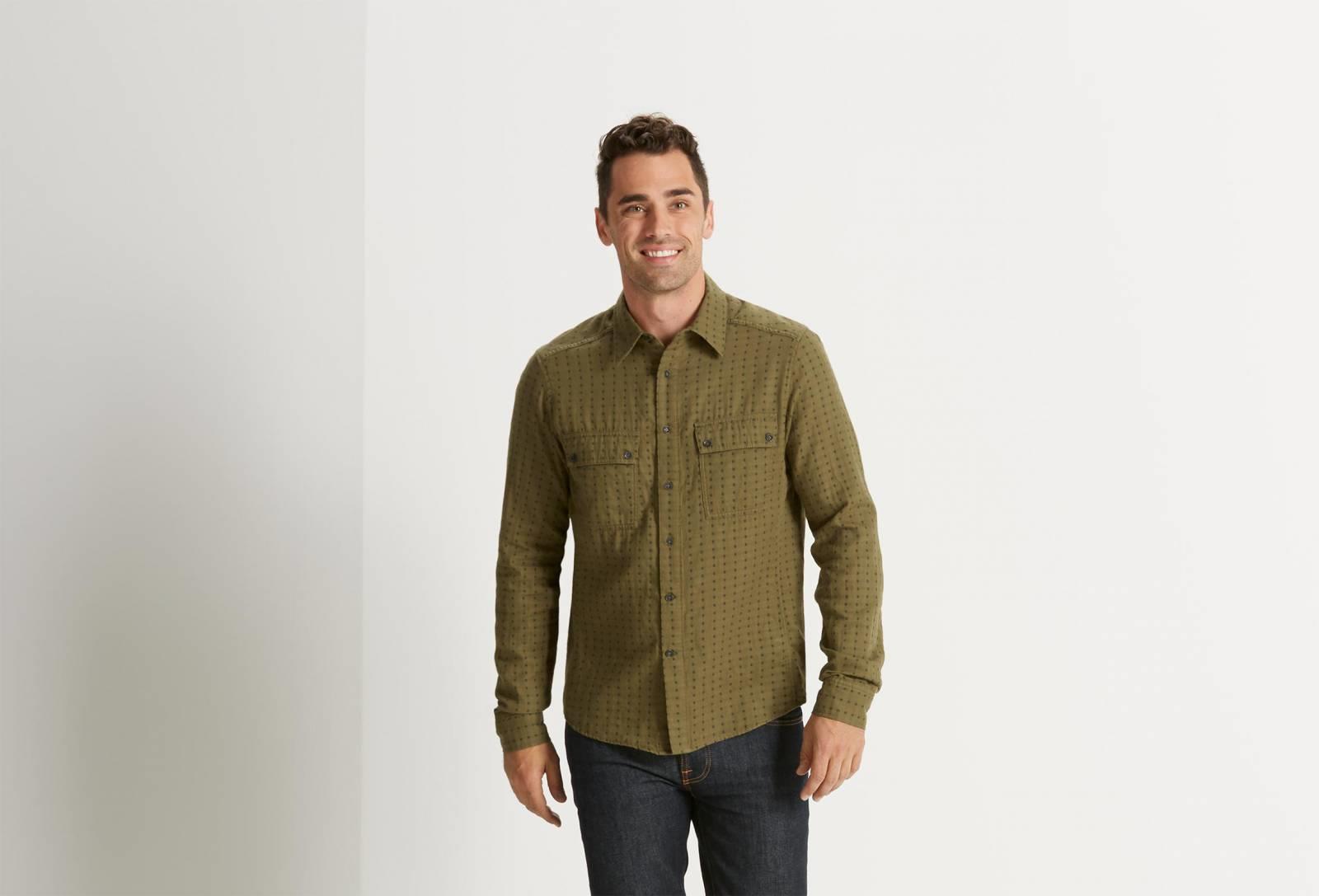 Shadow Box Button Down Shirt - Frond Plaid