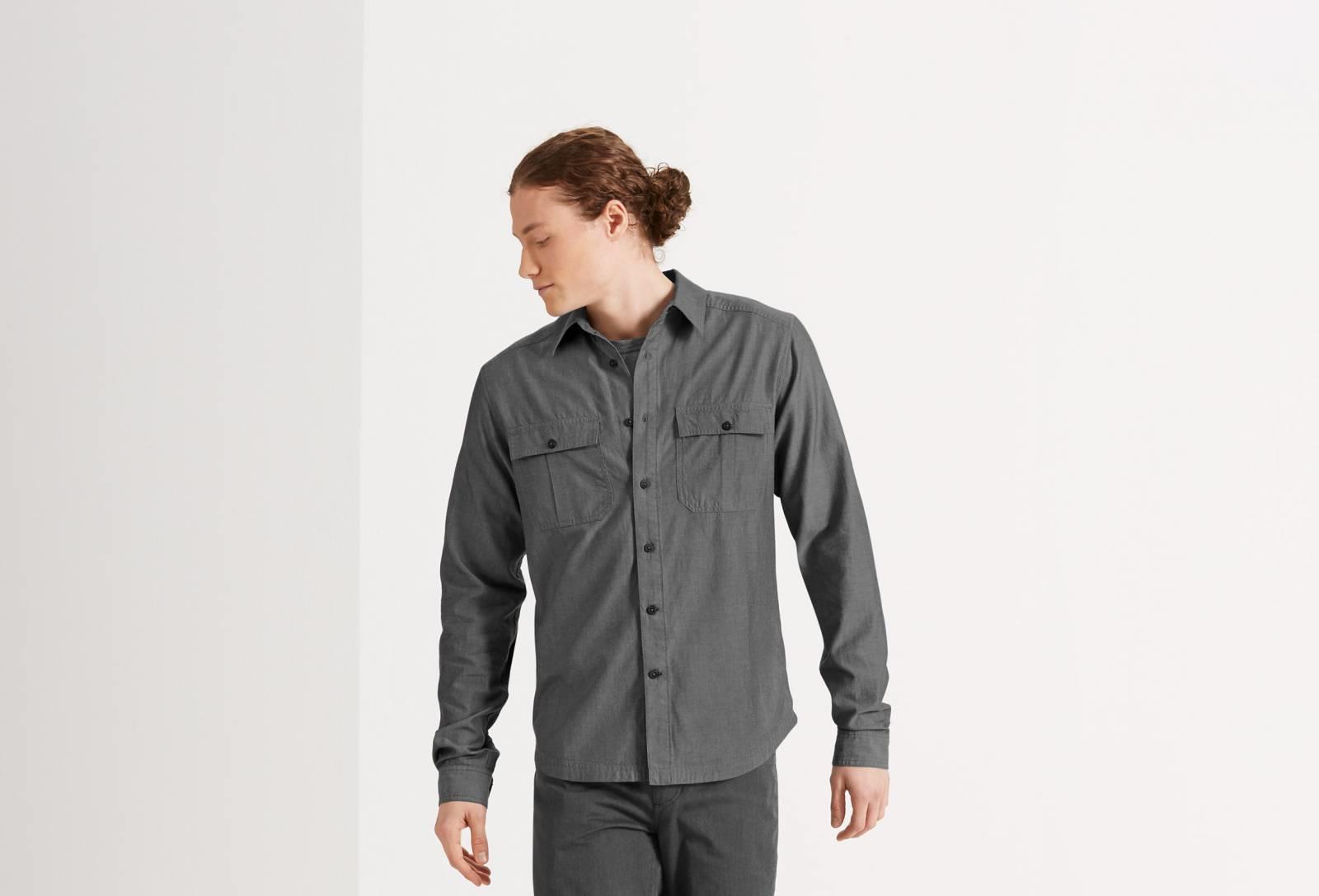 Twisted Button Down Shirt - Caviar