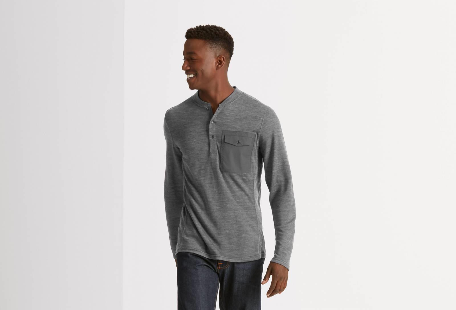 Randygoat Lite Henley Shirt - Charcoal Heather