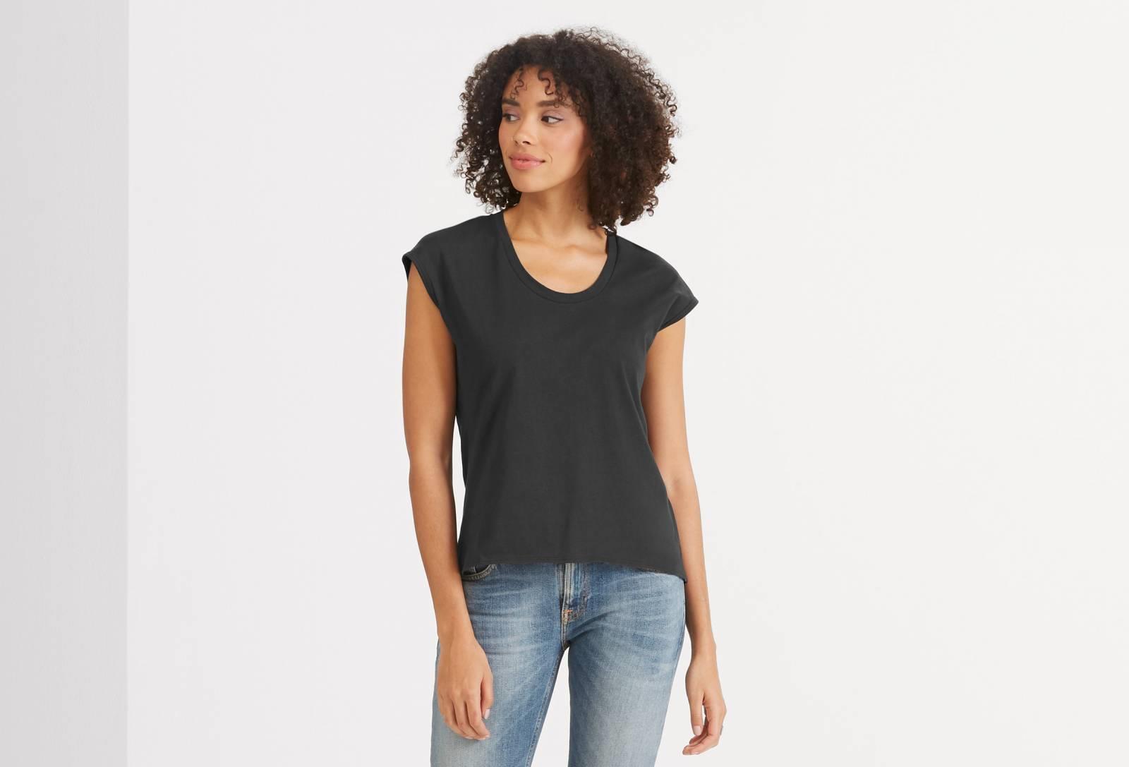 Basic Capsleeve T-Shirt - Caviar