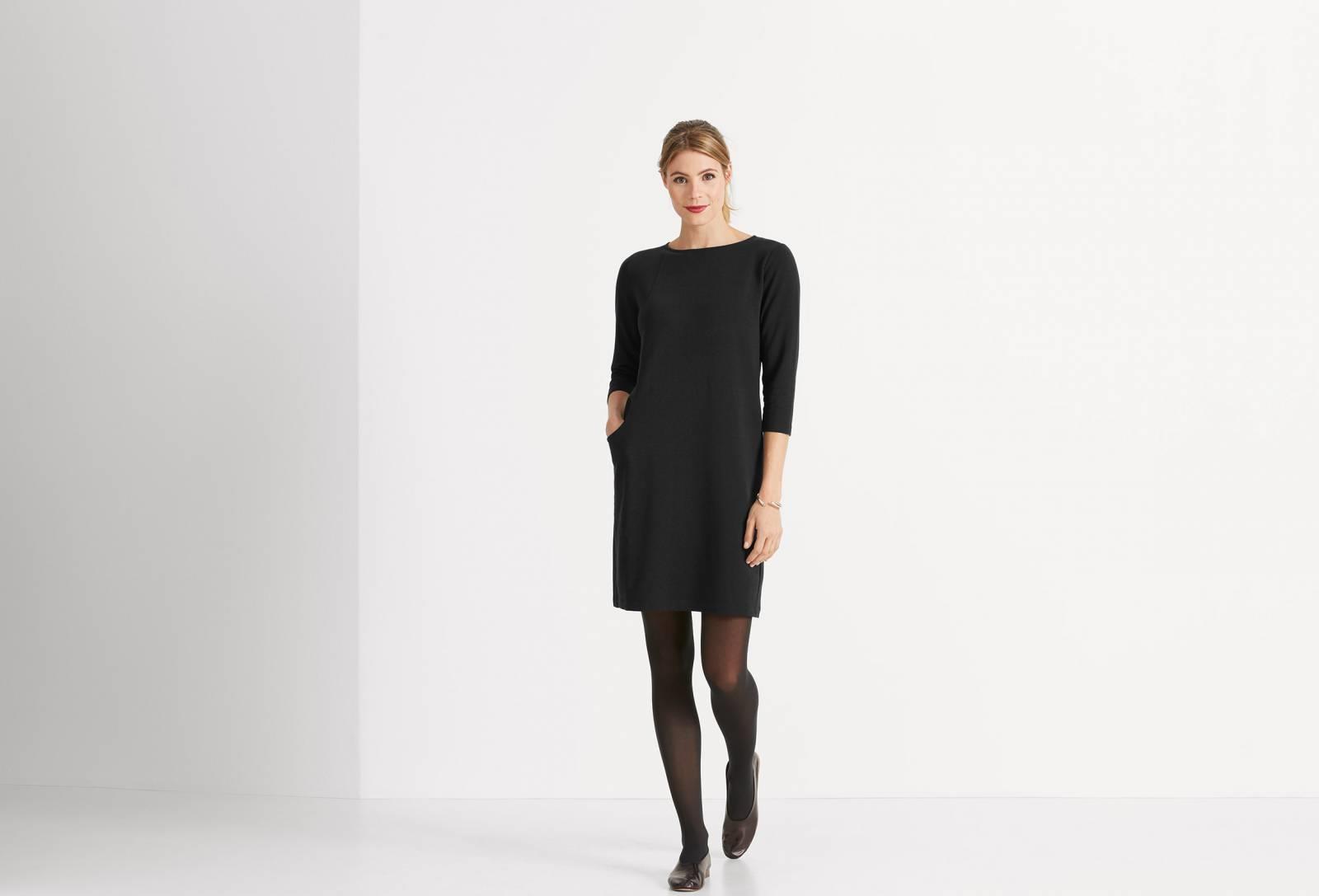 Elementerry Boatneck Dress - Caviar