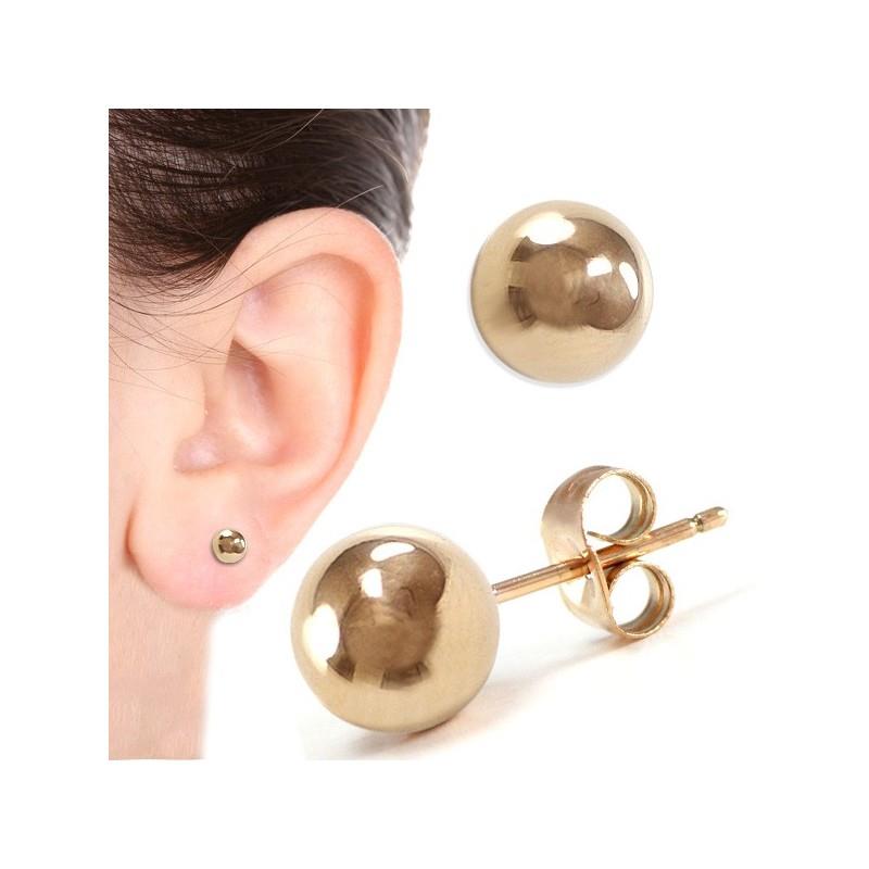 Ball Stud Earrings in Gold 6mm 