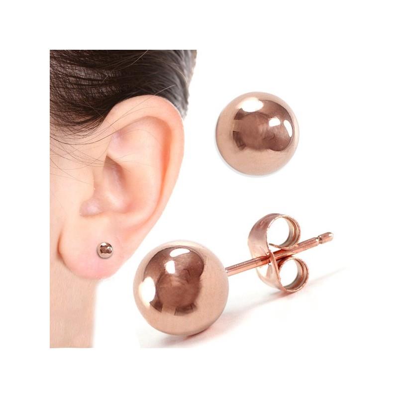 Ball Stud Earrings in Rose Gold 6mm (SS)