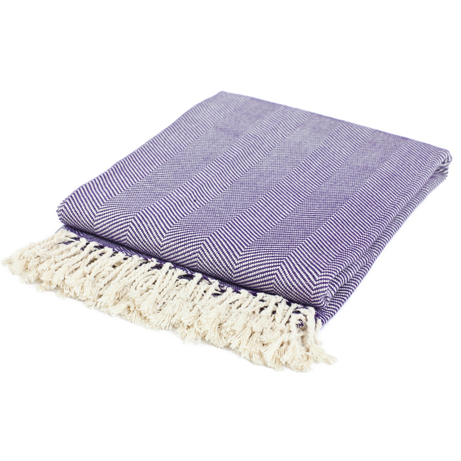 ORGANIC COTTON HERRINGBONE THROW-Purple