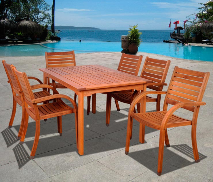 Arizona 7 pc Eucalyptus Rectangular Dining Set