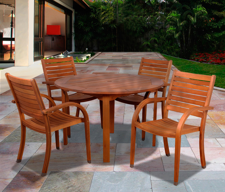 Arizona 5 pc Eucalyptus Round Dining Set