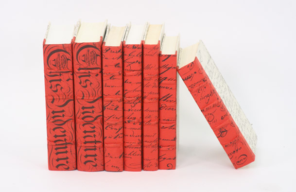 ANTIQUED SCRIPTED BOOK RED