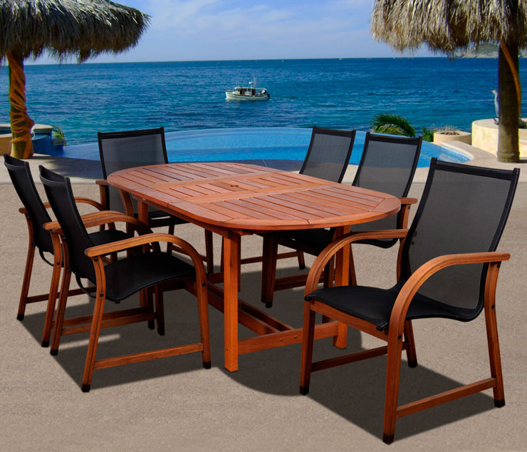 Bahamas 7 Pc Eucalyptus Oval Dining Set