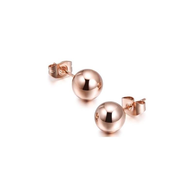 Ball Stud Earrings - Rose Gold (SS)