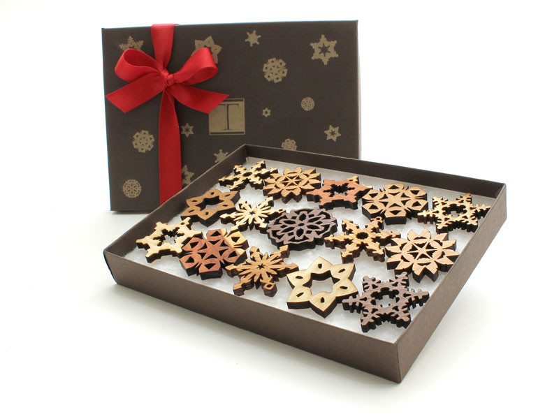 Mini Wood Snowflake Gift Box Set of 15