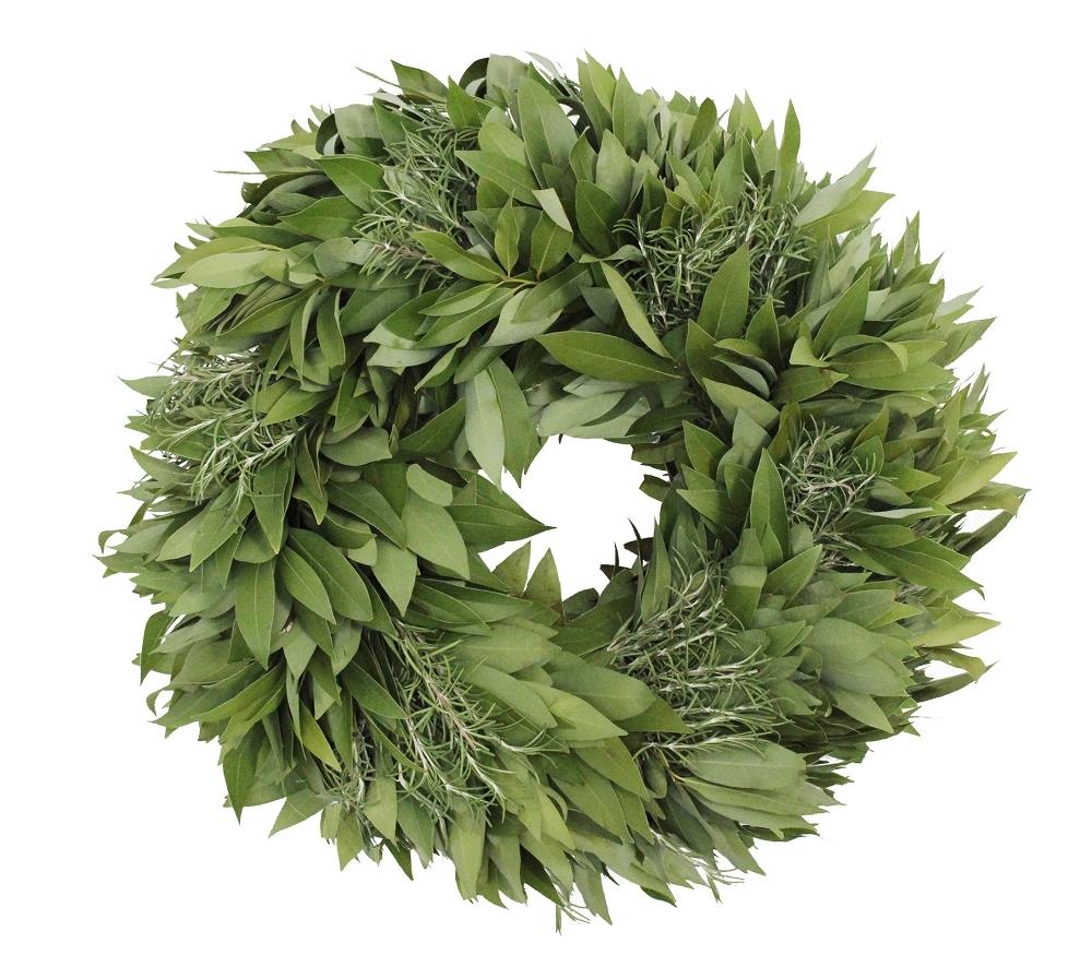 Organic Bay Leaf Wreath with Rosemary