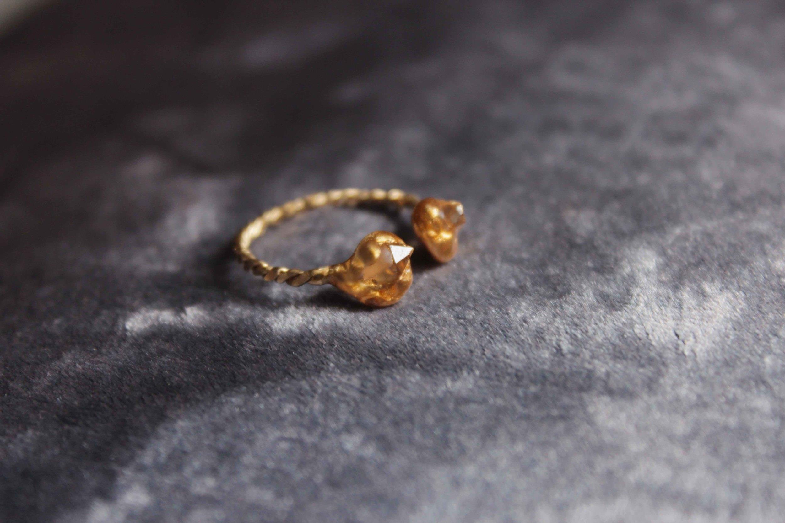 Herkimer Diamond Duo Ring