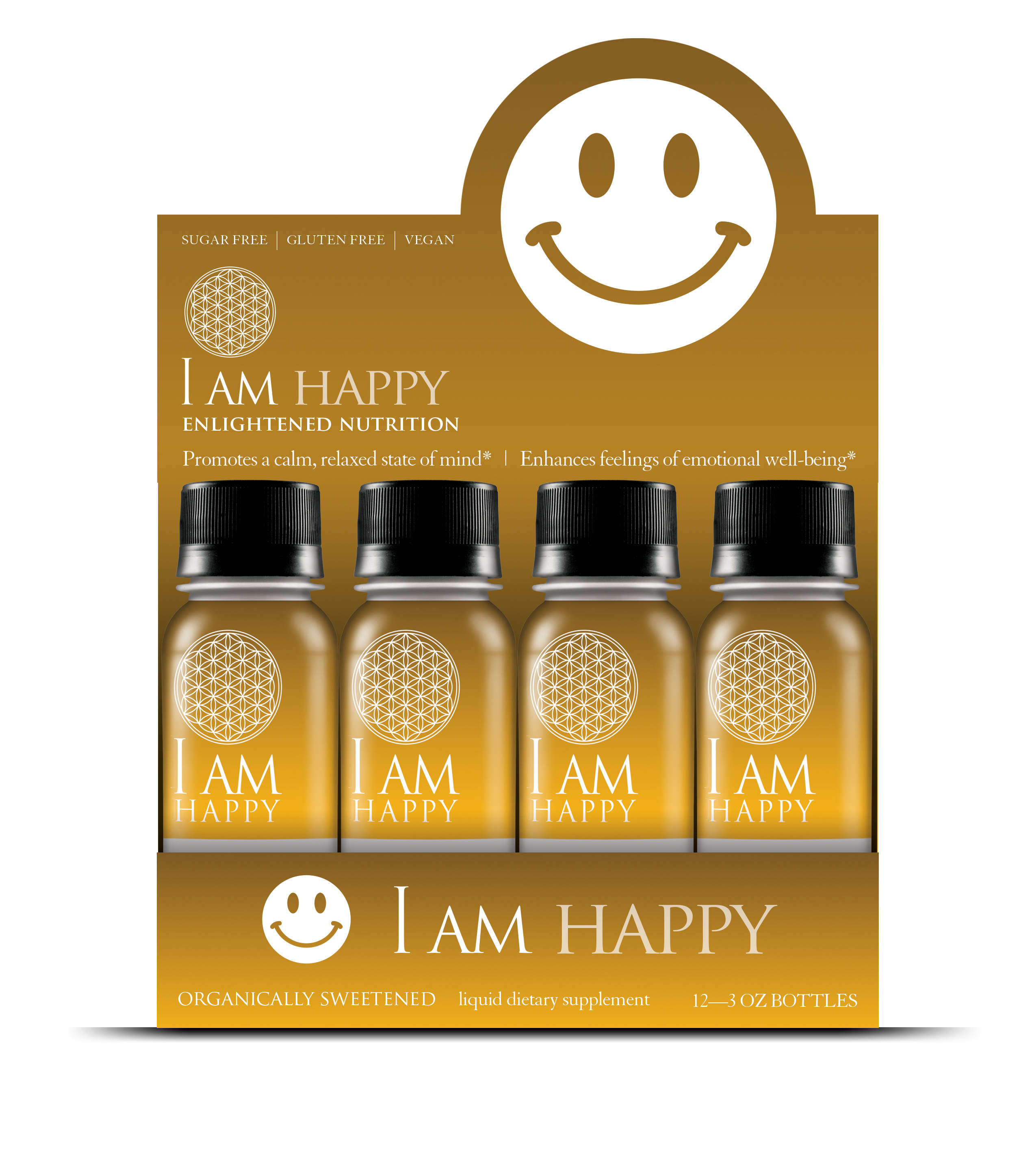 I AM Happy - Liquid Dietary Supplement-12 Bottle PACK