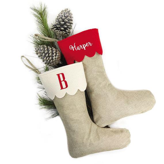 Monogrammed Jute Christmas Stocking 