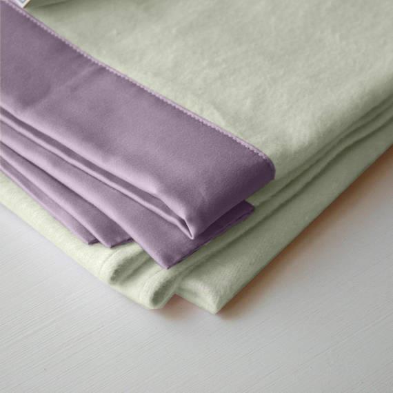 Baby Blanket -Small Organic Cotton Fleece in Natural with Lavender trim