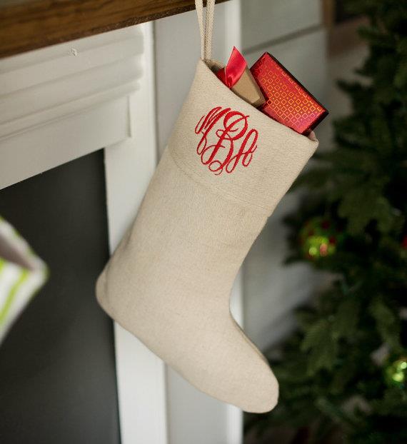 Personalized Classic Christmas Stocking | Monogrammed Natural Christmas Stockings 