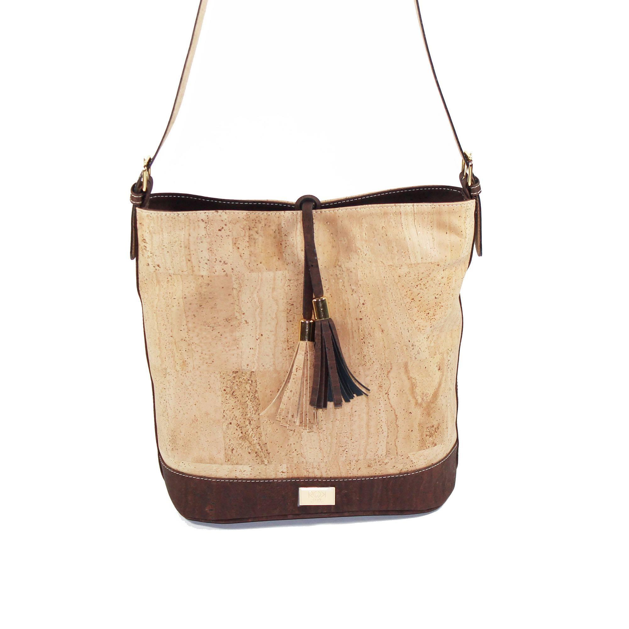 RokCork - Julia Cork Shoulder Purse Vegan Natural Brown