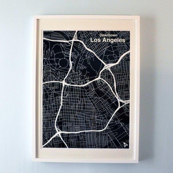 The Harbinger Co. Black Silk-Screen Printed Map of LA