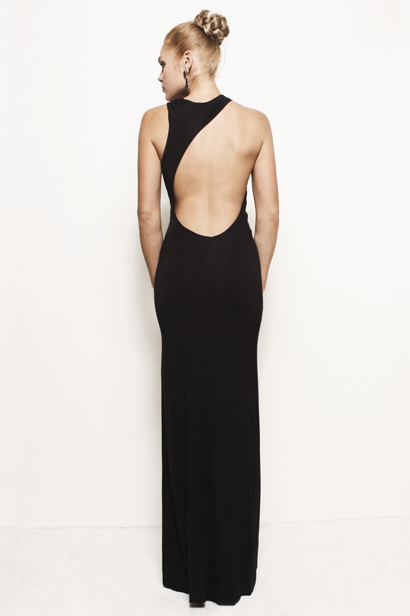 Lauren, Backless Asymmetrical Maxi Dress Gown