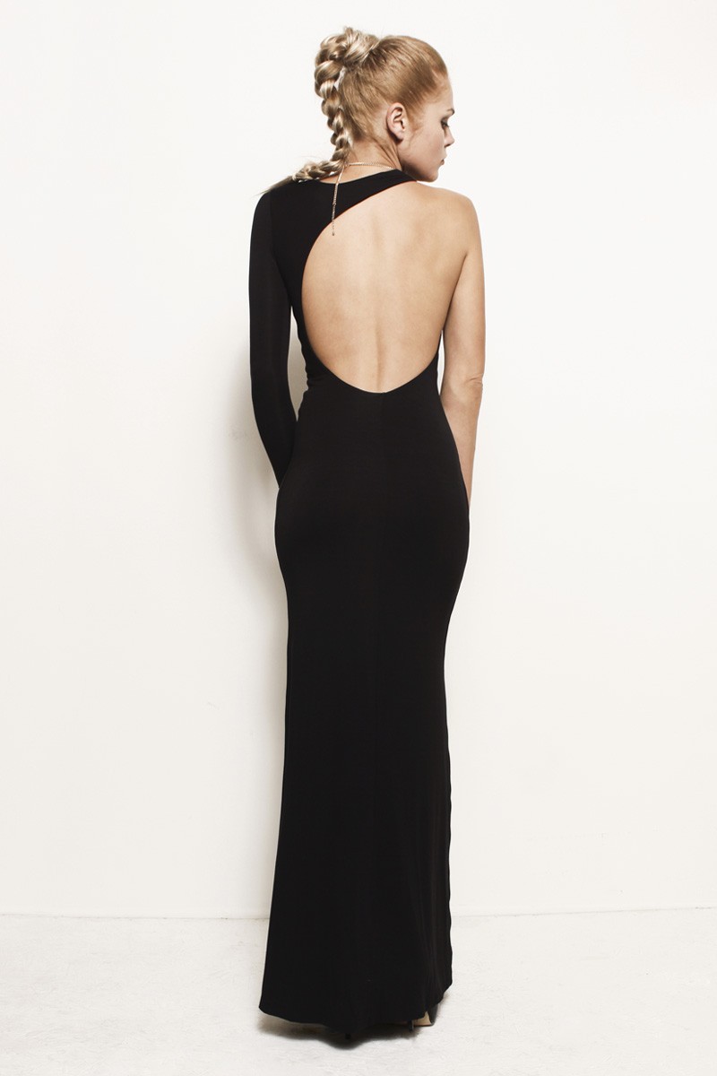 Leighton, Backless One Sleeve Dress Gown