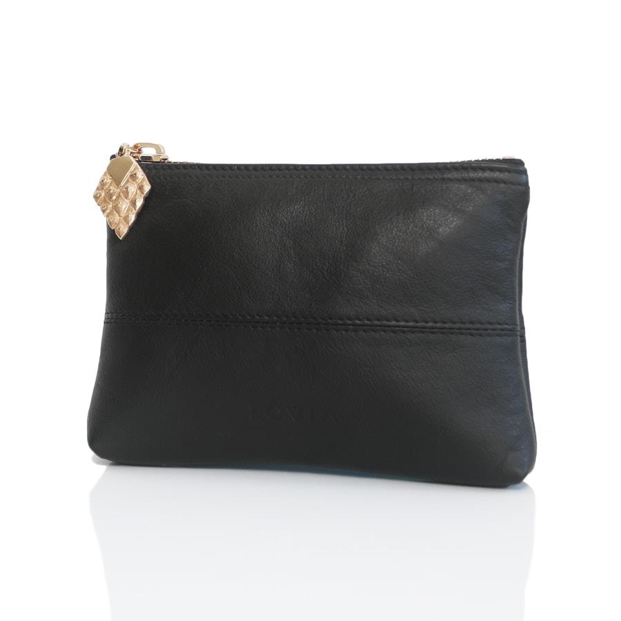 Lovia Vasu Leather Pouch Black w/Gold