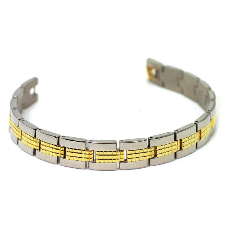 Men Textured Two Tone Bracelet (Ti)