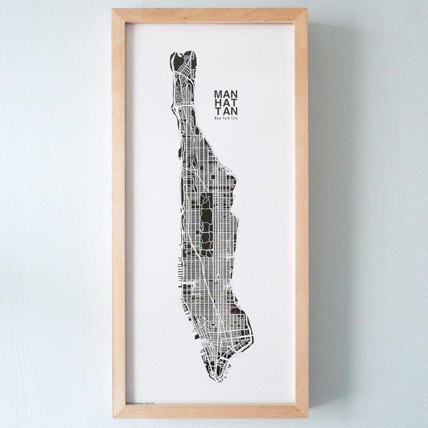 The Harbinger Co. Black Silk-Screen Printed Map of NYC