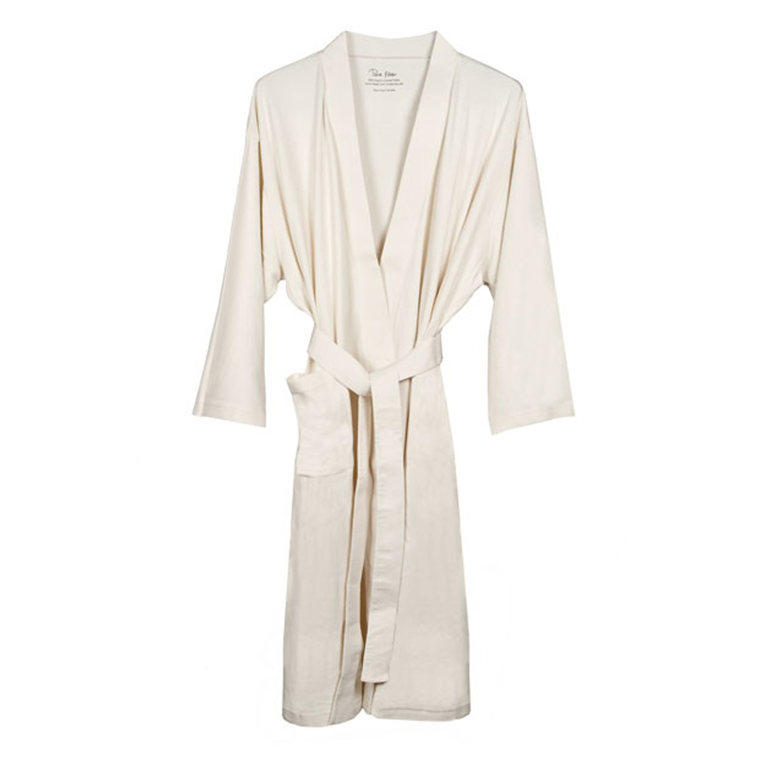 Organic Cotton Jersey Knit Robe-Ecru