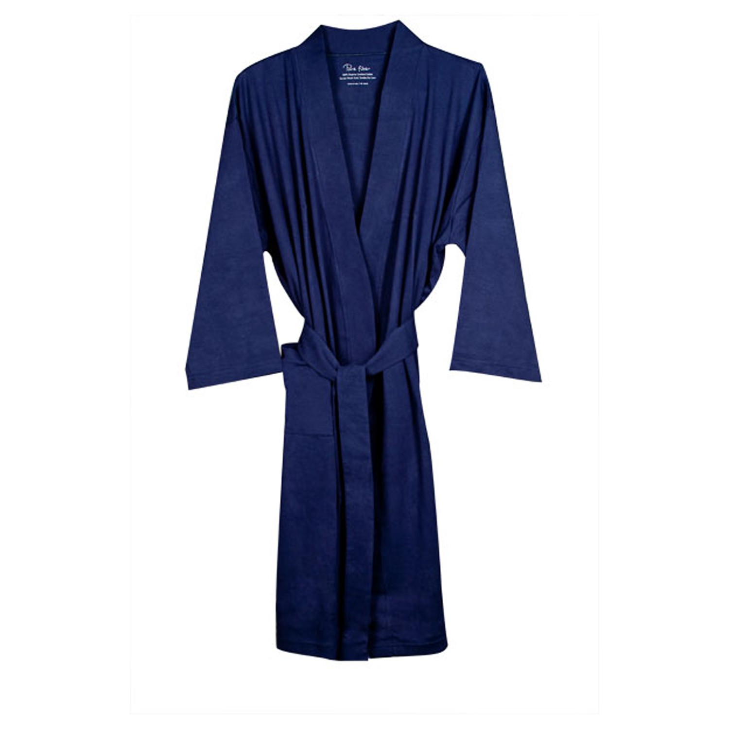 Organic Cotton Jersey Knit Robe-Navy