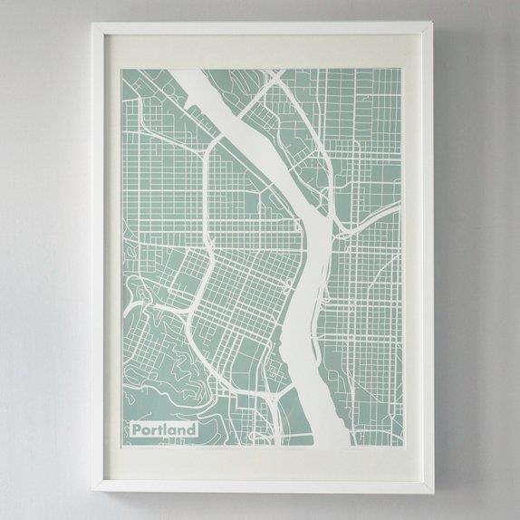 The Harbinger Co. Mint Silk-Screen Printed Map of Portland 