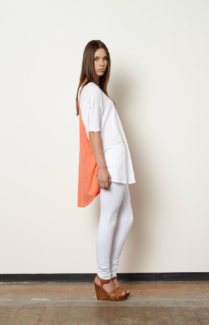 Elizabeth Tent Tee-White/Coral