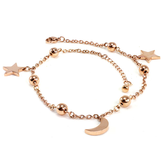 Moon & Star Anklet - Rose Gold (SS)