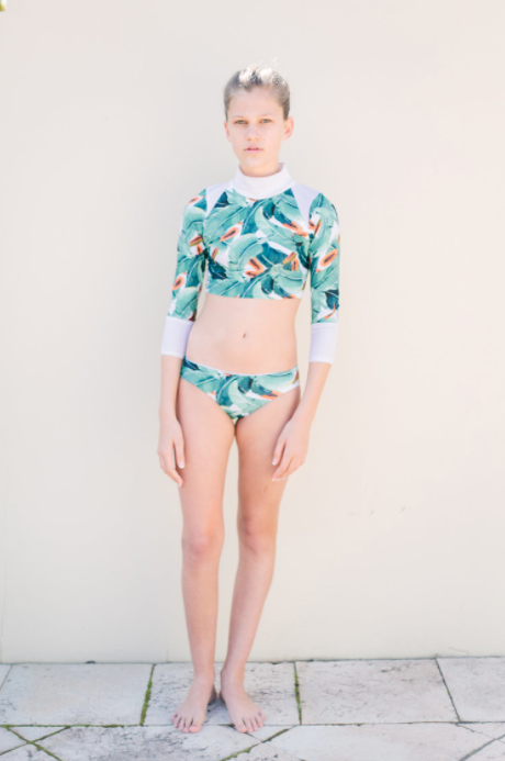 Elle Evans - Shipwreck Rashie for Teens in Palm Print