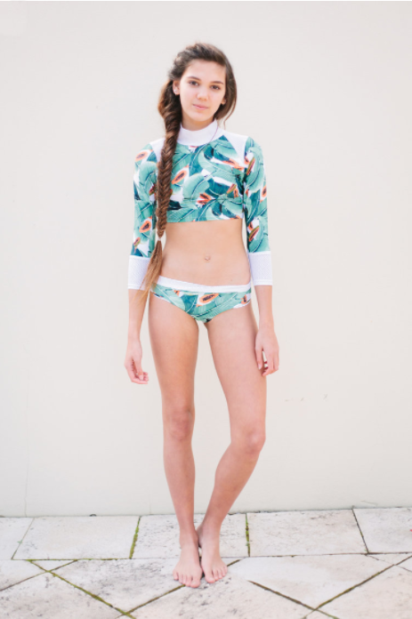 Elle Evans - Ocean Bikini Bottoms for Teens in Palm Print