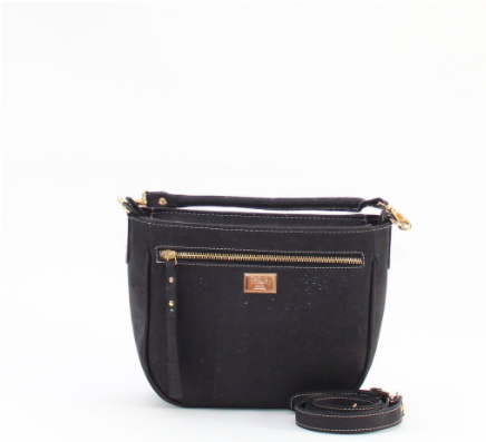 RokCork - Ewelina Cork Leather Crossbody Purse Black