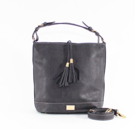 RokCork - Julia Cork Leather Shoulder Purse Black