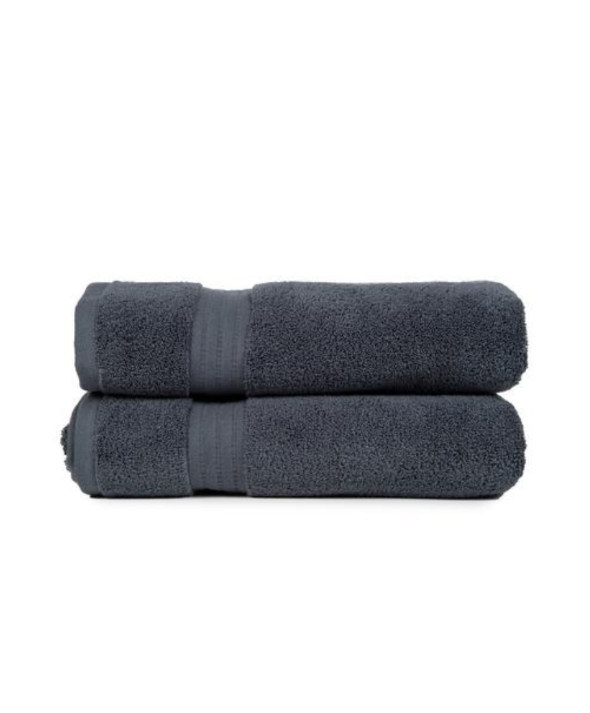 Zero Twist Bath Towel Grey (Set of Two)