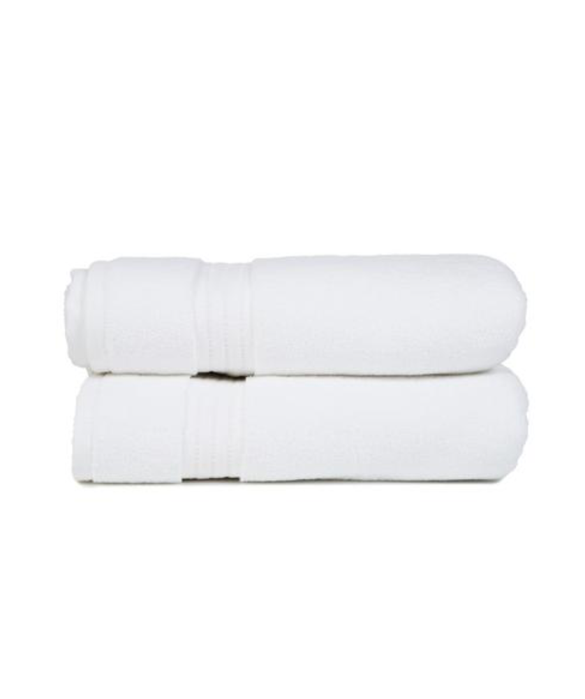 Zero Twist Bath Towels White (Set of Two)