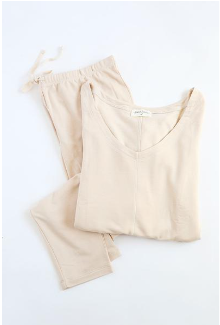 Delilah Loungewear Set Long Sleeve - Beige