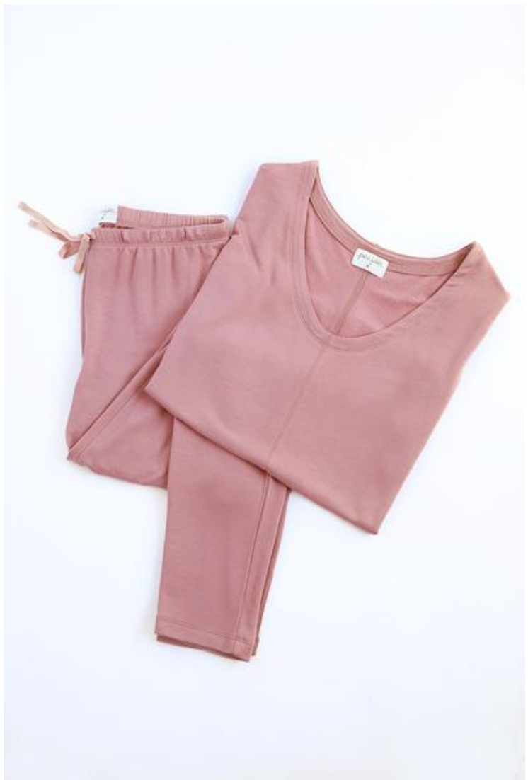 Delilah Loungewear Set Long Sleeve  - Rose