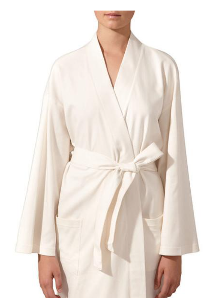 Organic Cotton Jersey Knit Robe - Ecru