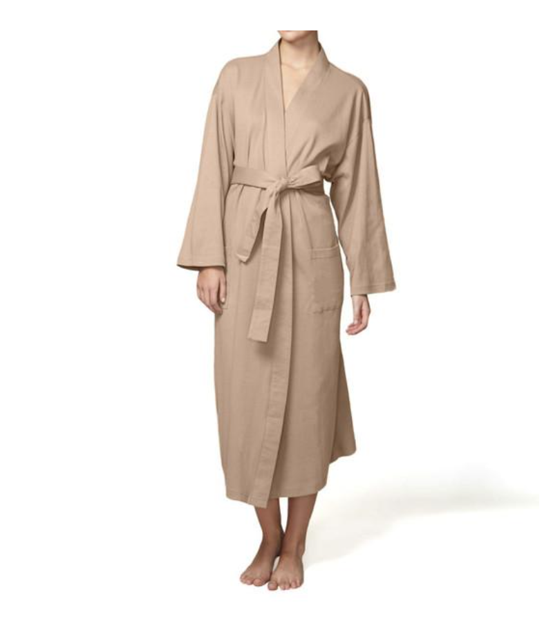 Organic Cotton Jersey Knit Robe - Sand