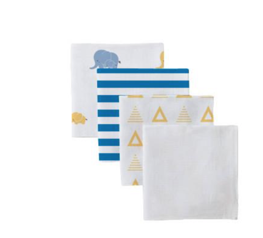 Cotton Muslin Swaddle Set - Blue