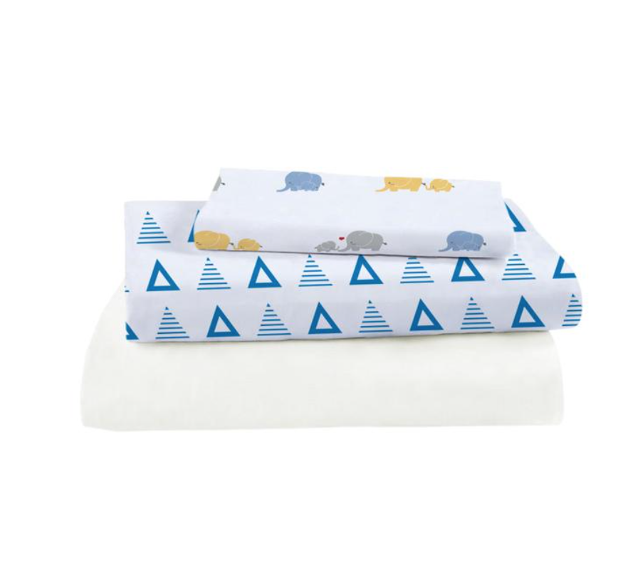 Bamboo Viscose Muslin Crib Sheet Set - Blue Triangle 