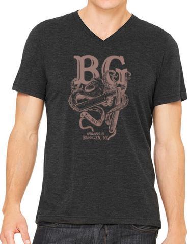 Brooklyn Grooming - Heather Charcoal V-Neck tee