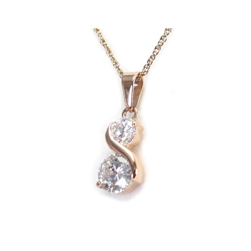 Solitaire 2CZ Pendant - Rose Gold (SS)